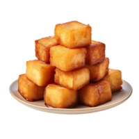 Fried tofu cubes isolated on transparent background png
