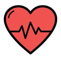Heartbeat icon with a red heart vector