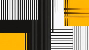 Abstract geometric background with yellow, black and white stripes creating modern and dynamic composition photo
