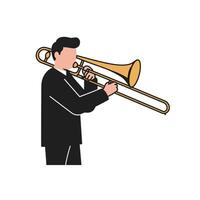 Man in suit playing trombone illustration vector