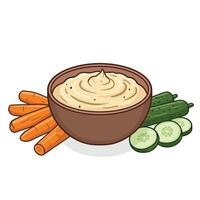 Vegetable dip with cucumbers and carrots illustration vector