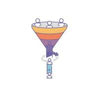 A funnel with people in it and a person standing on top vector