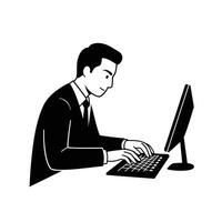 Businessman working on computer illustration vector