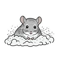 A cartoon mouse sitting in a cloud of white foam vector