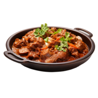 Mutton Curry on a plate isolated on transparent background png