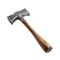 Metal hammer with long wooden handle isolated on transparent background png