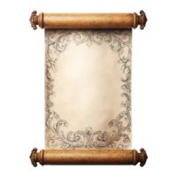 Old paper scroll isolated on transparent background png