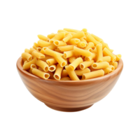Pile of raw macaroni in wood bowl isolated on transparent background png