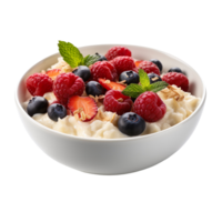 prepared oatmeal with berries isolated on transparent background png