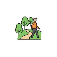 A man walking on a path in the park vector