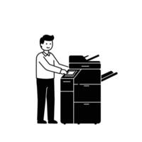 A man is standing next to a printer vector