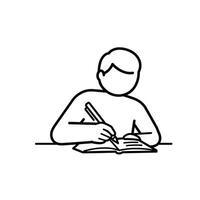 Man writing on paper outline icon vector