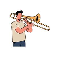 Man playing trombone illustration vector