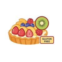 Gluten free fruit tart with kiwi, mango and berries vector