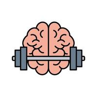 Brain and barbell icon vector