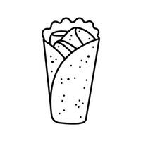 A black and white drawing of a burrito vector