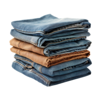 Stack of denim jeans isolated on transparent background png