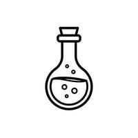A black and white line drawing of a flask on white background vector