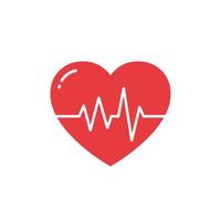 Heartbeat icon with red heart on white background vector