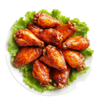 chicken wings on lettuce on a plate on a background png