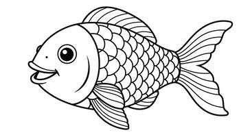 A smiling Fish coloring pages for kids vector