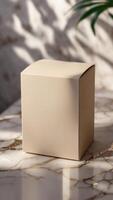 Elegant Product Box on Marble. A refined packaging solution for high-end items, perfect for luxury branding and showcasing. photo