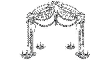 A drawing of a door with a curtain hanging from it vector