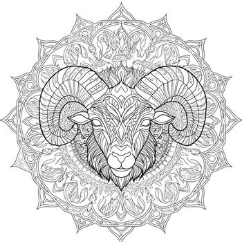 un RAM colorante página con un modelo en eso vector