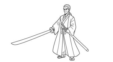 A drawing of a man in a robe holding a sword vector
