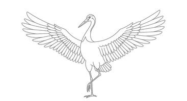 A outline of a crane with wings spread out vector