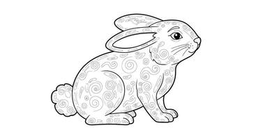 A rabbit coloring page with a patterned design vector