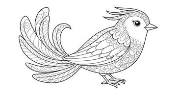 A coloring page with a bird on it vector