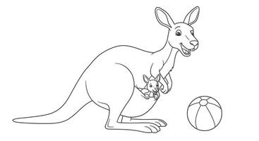 A kangaroo and baby are coloring pages vector