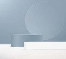 Pastel blue background 3d with beige podium Space for selling products on the website. Display of cosmetic products. Product display background. illustration. vector