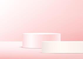 Pink background 3d with white podium Space for selling products on the website. Display of cosmetic products. Product display background. illustration. vector