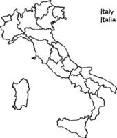 Italy, political map with administrative divisions.continuous line drawing, hand drawn scribble style map vector