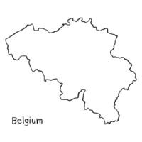 Belgium map, silhouette, continuous line drawing, hand drawn scribble style map vector