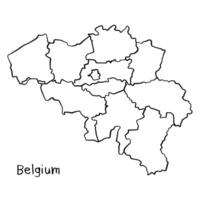 Belgium, political map with administrative divisions. Continuous line drawing, hand drawn scribble style map vector