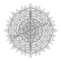 A Sagittarius Mandala With a Bow and Arrow at the Center Framed by Celestial Patterns vector