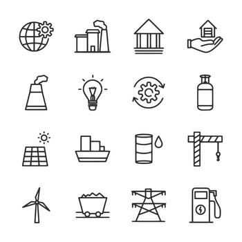 A set of icons for various industries and concepts vector