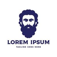 Greek Old Man Face like God Zeus Triton Neptune Philosopher with Beard and Mustache vector