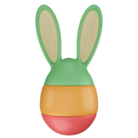Stylized colorful Easter egg with bunny ears on transparent background png