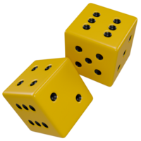 Stylized yellow dice, isolated on transparent background png