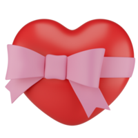 Heart with pink ribbon and bow. Isolated on transparent background png