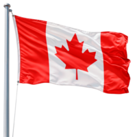 Flag of Canada waving on a flagpole isolated on transparent background png