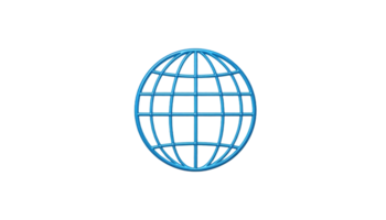 Stylish blue globe world map icon featuring sleek lines and modern design. png