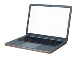 Sleek modern laptop with a blank screen, perfectly isolated showcasing its minimalist design and high tech appeal for professional digital presentations. png