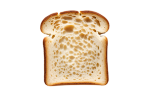 Top view of isolated white toast with a crisp texture, golden-brown surface, and deliciously light crunch. png