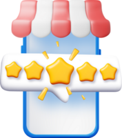 3d smartphone with awning and star rating bubble png