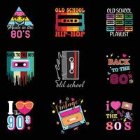 Vintage 80s T-shirt Design with Old Things Quote for Nostalgic Style Bundle vector